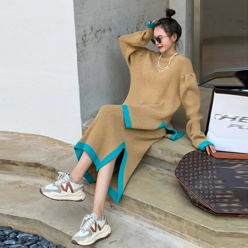 Autumn White Linen Vintage Long Sleeve Robe Woman Long Dress