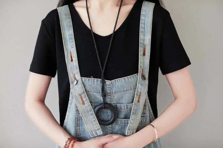 Light Blue Ripped Denim Sleeveless Dress with Retro Straps-Women's dress-Thebesttailor-Thebesttailor