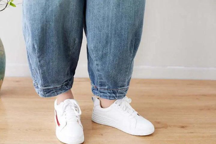 Stylish Summer Washed Light Blue Denim Baggy Pants for Women-Women's pants-Thebesttailor-Thebesttailor