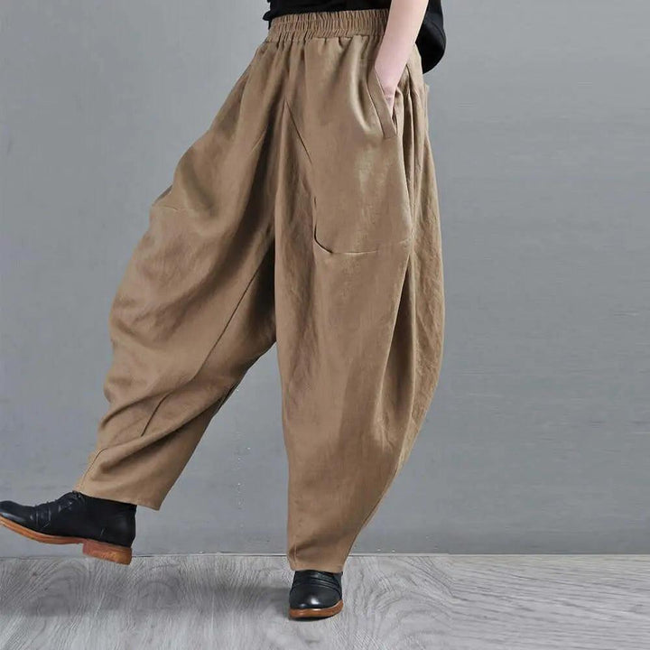 Bohemian Black Linen Harem Pants for Women-Women's pants-Thebesttailor-Thebesttailor