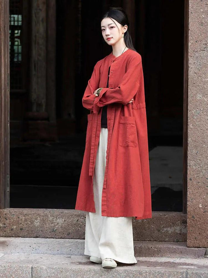 Spring Green Linen Cardigan - Women's Casual and Formal Wear-Women's Shirt-Thebesttailor-One size-Red-Linen-Thebesttailor