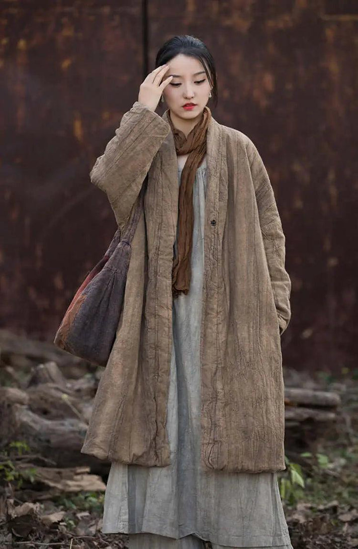 Elegant Winter Women's Ramie and Cotton Coat Ensemble-Women's coat-Thebesttailor-Thebesttailor