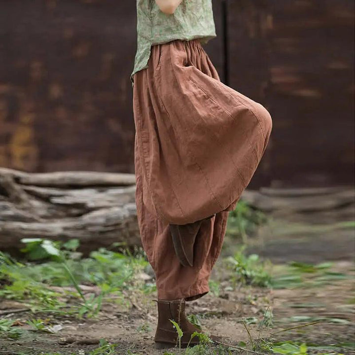 New Retro Casual Linen Pants for Spring Women's Fashion-Women's pants-Thebesttailor-One size-Brick red-Linen-Thebesttailor