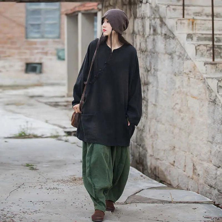 linen coat womens - linen blend trench coat tops for Women-Women's coat-Thebesttailor-One size-Black-Cotton/linen-Thebesttailor