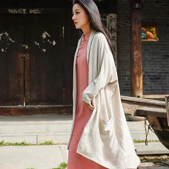 linen trench coat womens - Elegant Spring and Autumn Attire-Women's coat-Thebesttailor-Thebesttailor