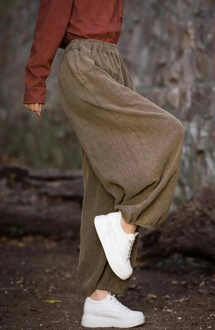 Vintage-inspired Linen Carrot Pants for Modern Women-Women's pants-Thebesttailor-Thebesttailor