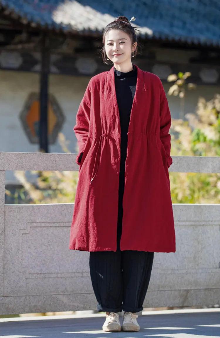 Stylish Women's Black Linen Cape Jacket for Cold Winter Days-Women's coat-Thebesttailor-Thebesttailor