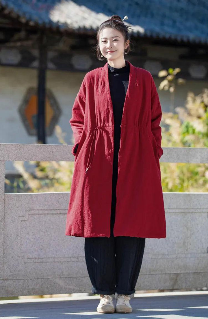 Stylish Women's Black Linen Cape Jacket for Cold Winter Days-Women's coat-Thebesttailor-Thebesttailor