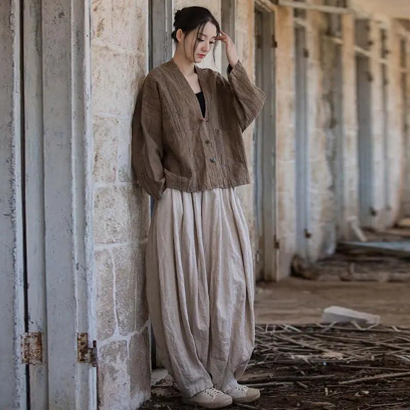 linen shirts women and linen tops for women ladies linen tops-Women's coat-Thebesttailor-Thebesttailor
