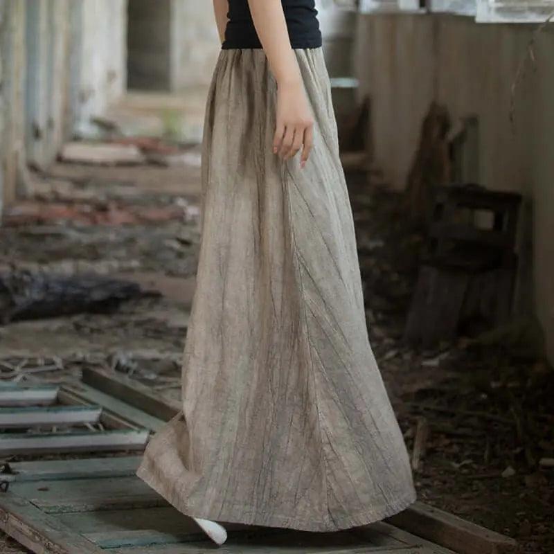 Linen Maxi Skirt a line skirt High Elastic Waist skirt by Thebesttailor