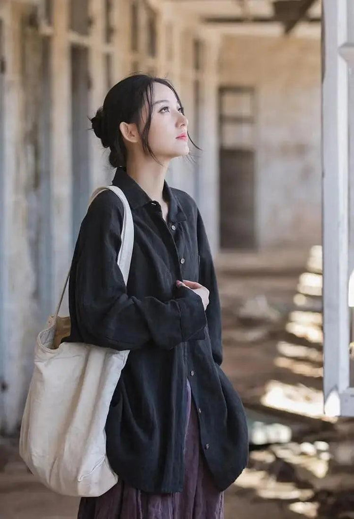 linen cardigan Women's Tops Summer Linen blouse for women-Women's Shirt-Thebesttailor-Thebesttailor