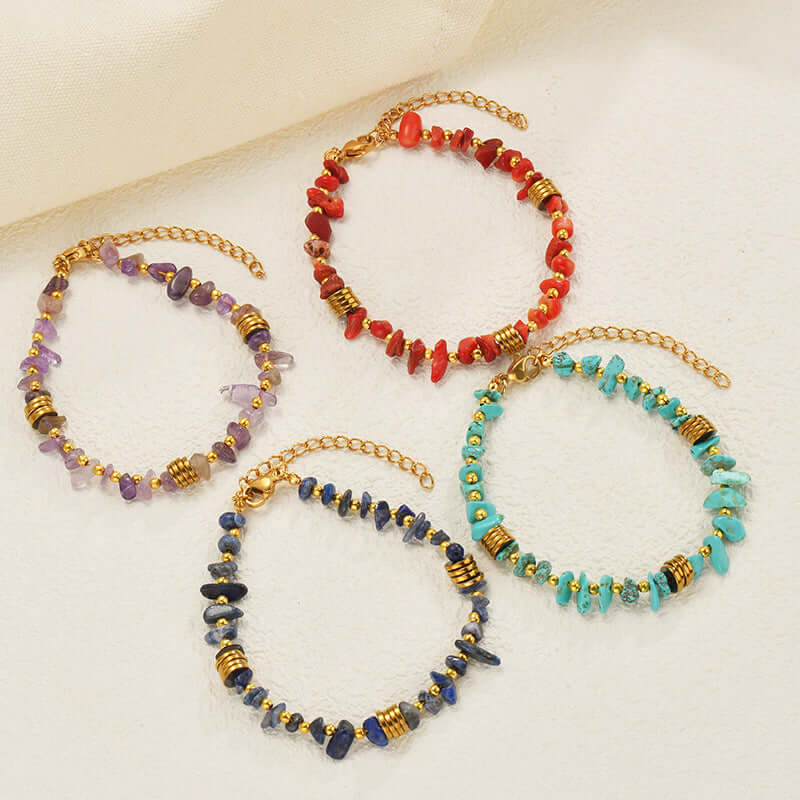 boho tribal bracelet | colorful natural gravel bracelet