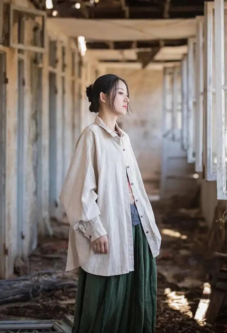 linen cardigan Women's Tops Summer Linen blouse for women-Women's Shirt-Thebesttailor-Thebesttailor