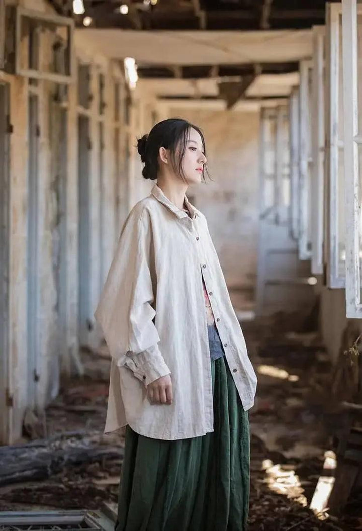 linen cardigan Women's Tops Summer Linen blouse for women-Women's Shirt-Thebesttailor-Thebesttailor