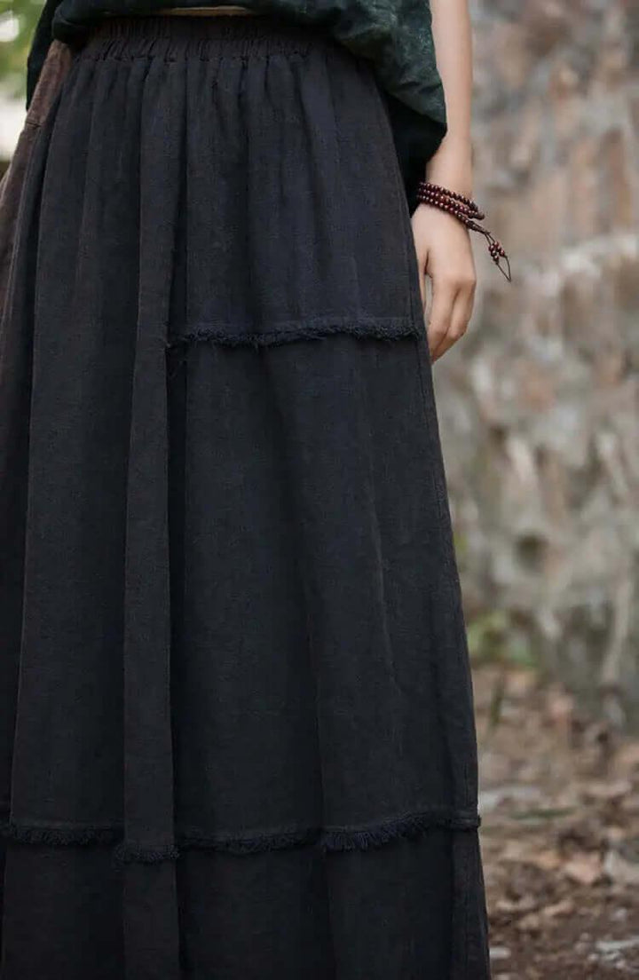 a line skirt Green Retro beach maxi skirt - skirts for women-Women's Skirts-Thebesttailor-Thebesttailor