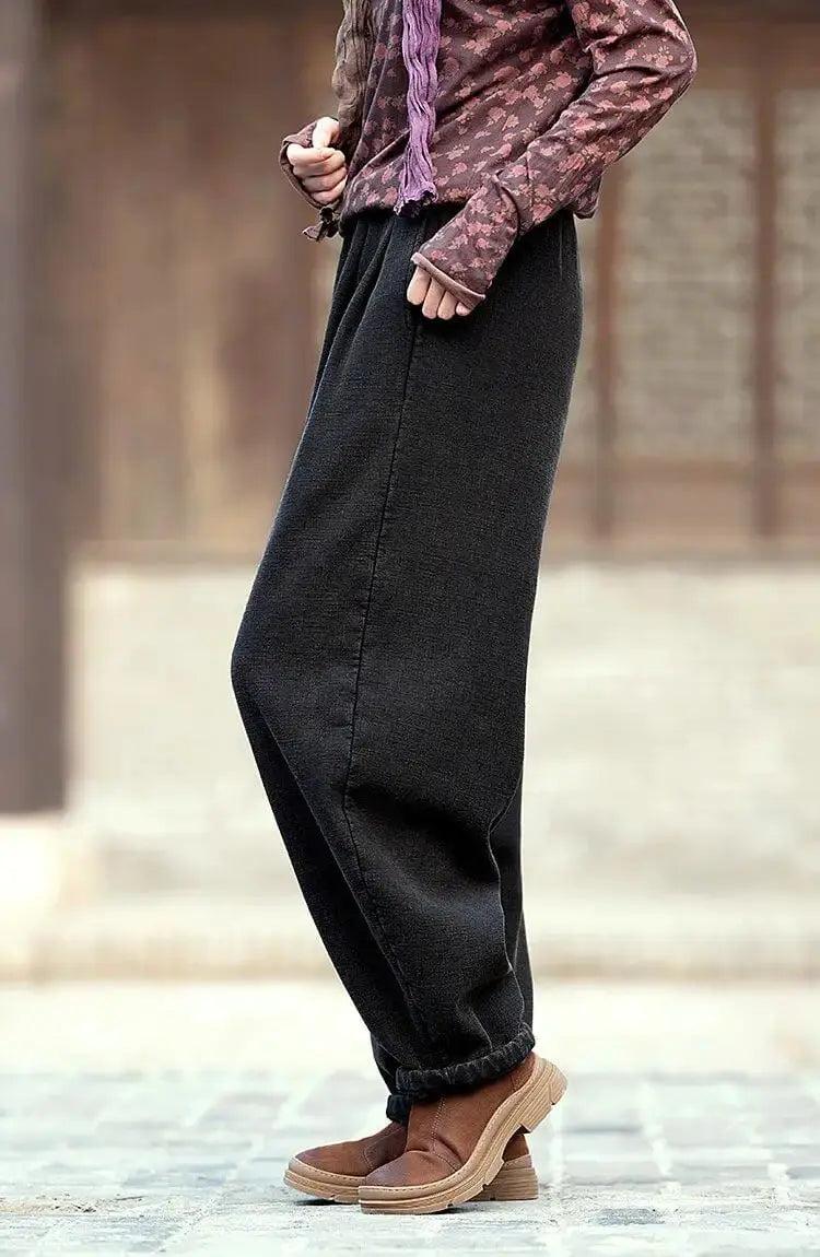 spring pants for women Loose Boho Vintage Linen Bloomers-Women's pants-Thebesttailor-Thebesttailor