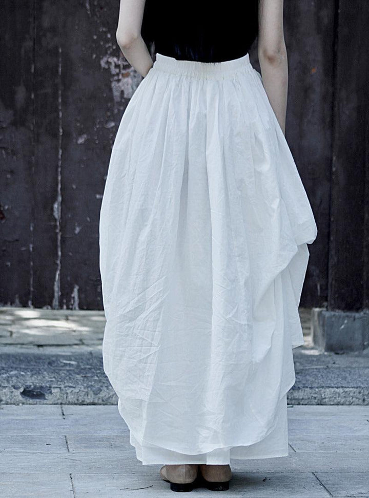Women's Asymmetric Linen Gothic Maxi Skirt - Avantgarde A-line Long Party Skirt-Women's pants-Thebesttailor-Thebesttailor
