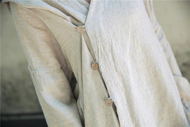 Hooded sand-washed linen Blouses Linen tops for women Thebesttailor
