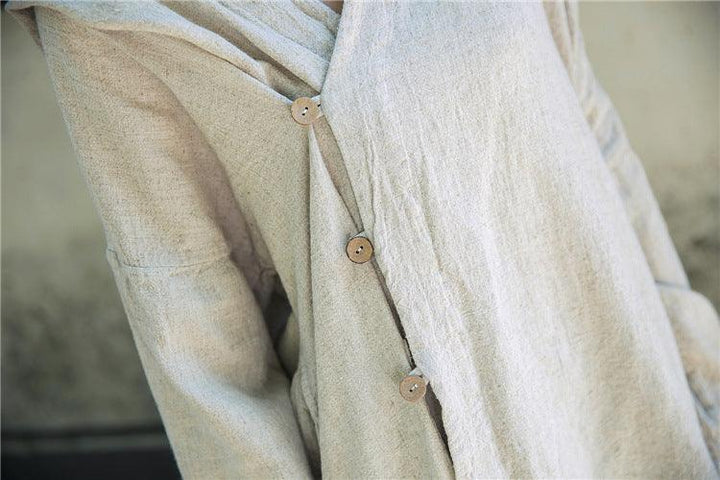 Hooded sand-washed linen Blouses Linen tops for women Thebesttailor