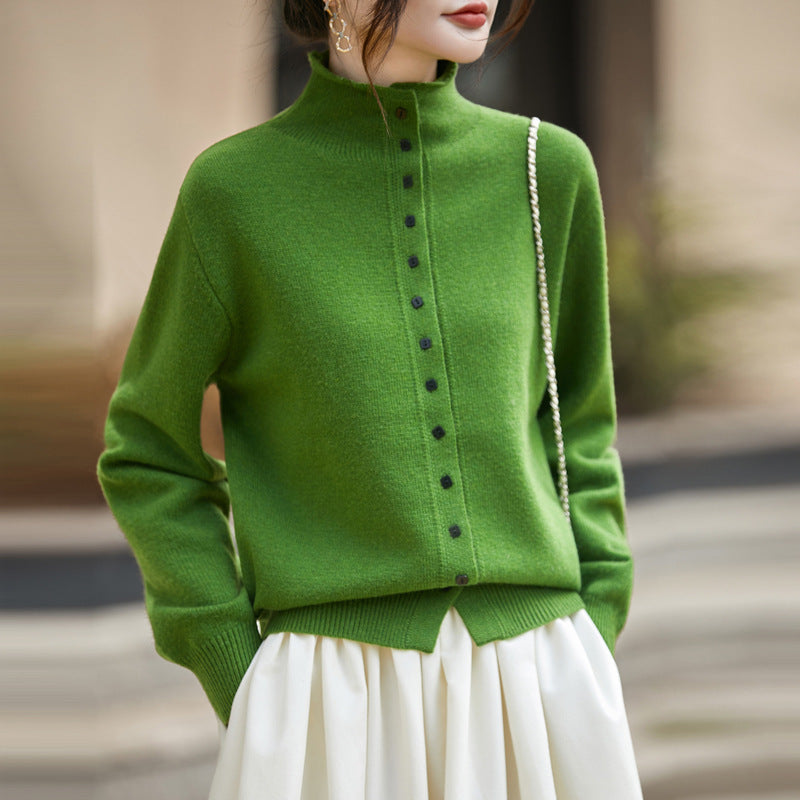 Soft and Warm Wool Button-Up Knit Sweater