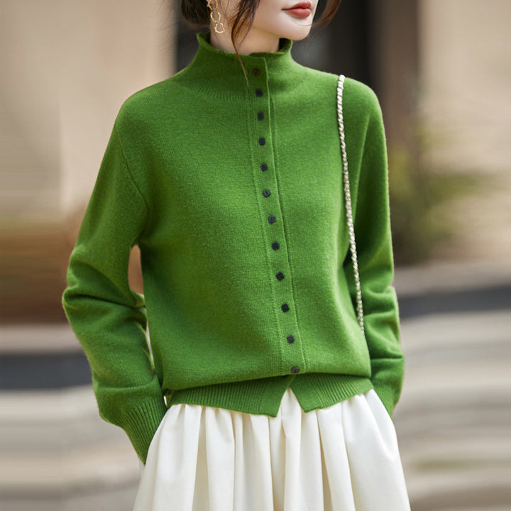 Soft and Warm Wool Button-Up Knit Sweater