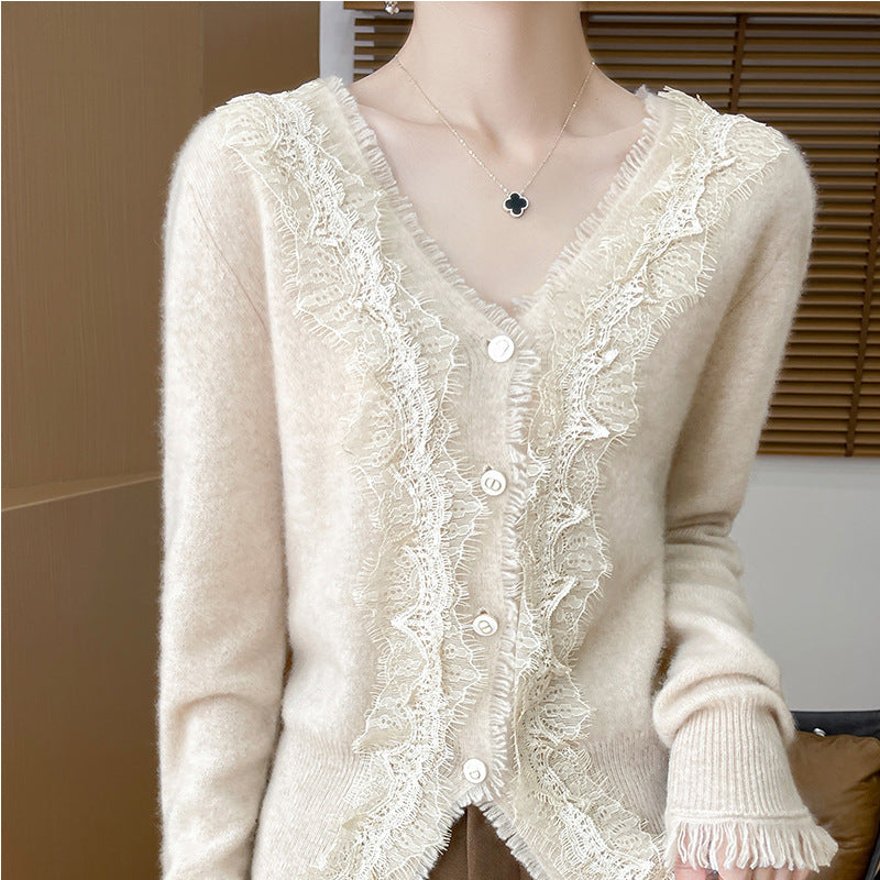 Classic Autumn V-Neck Long-Sleeved Knit Cardigan