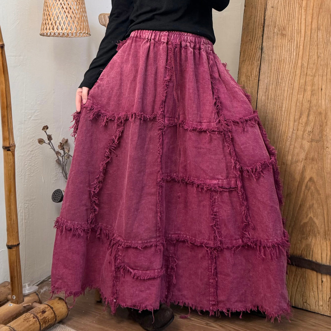 Festive Outfits Autumn Casual Linen A-Line Skirt for Women