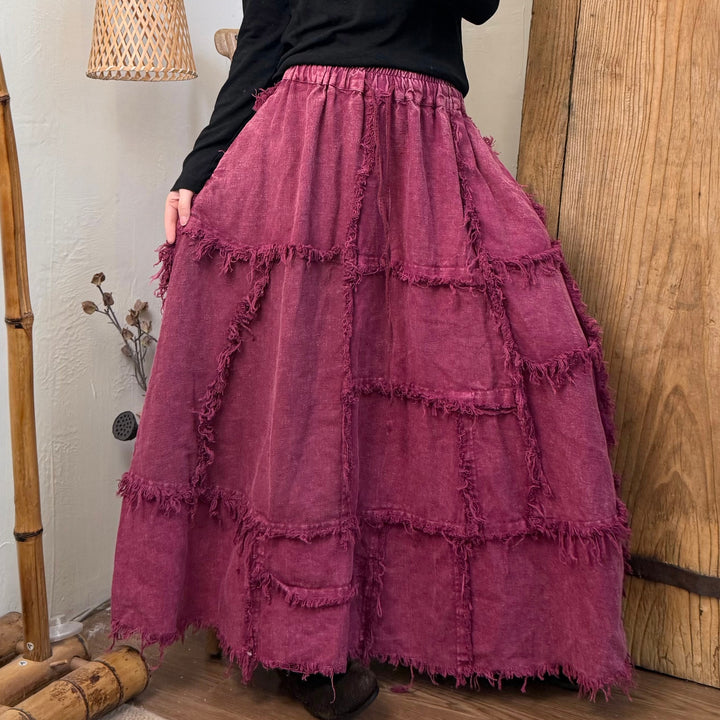 Festive Outfits Autumn Casual Linen A-Line Skirt for Women