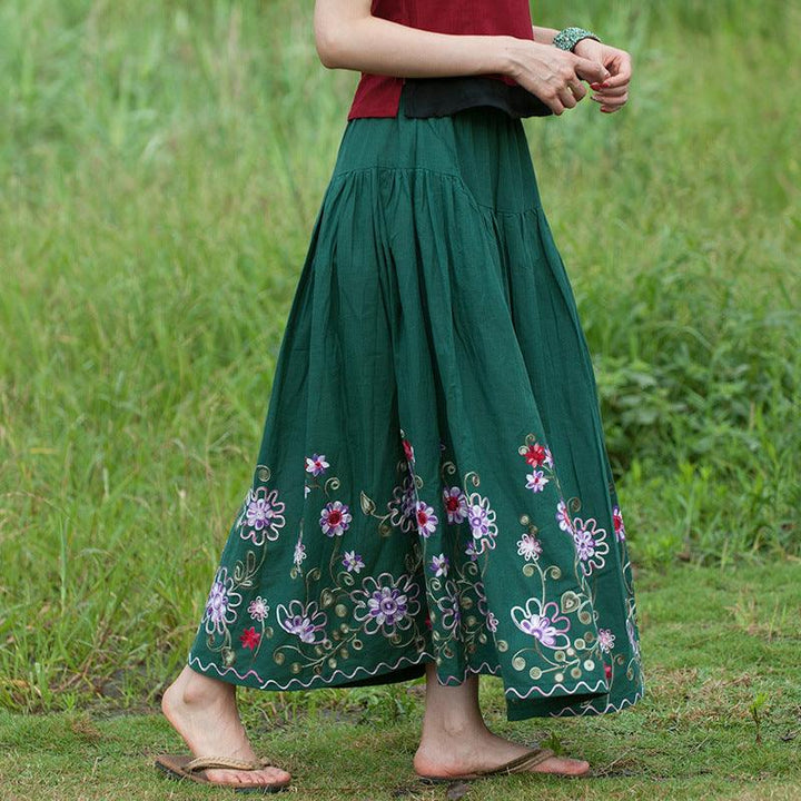 Bohemian Floral Cotton Maxi Skirt for Holidays-Women's Skirts-Thebesttailor-Thebesttailor