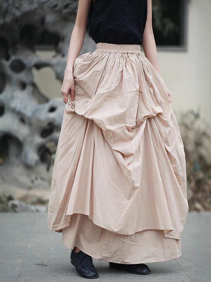 Irregular Pleated Skirt Ankle Length Maxi Skirt