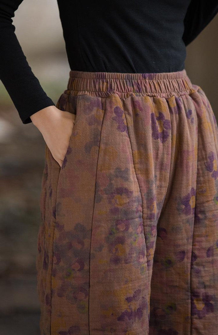 Linen Blend Winter Bloomers for Women - Loose Fit Thick Pants-Women's pants-Thebesttailor-Thebesttailor