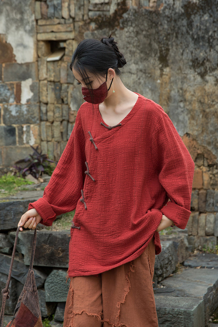 Women's Cotton Zen Meditation T-shirt Oversized Blouses