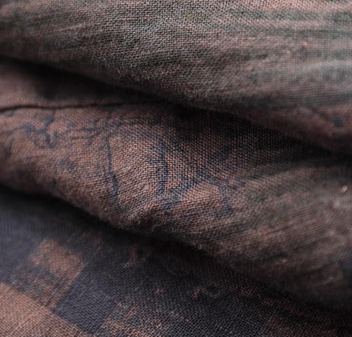 Loose Fit Winter Cardigan Quilted Linen Coat Brown Autumn