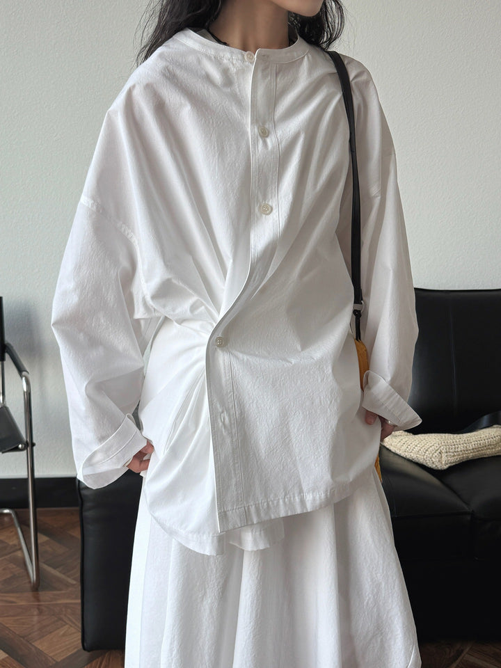 Parisian-style simple side-button shirt Women's