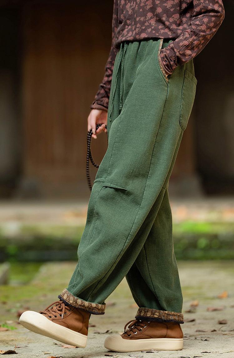 Retro Cozy Linen Loose Bloomers-Women's pants-Thebesttailor-Thebesttailor