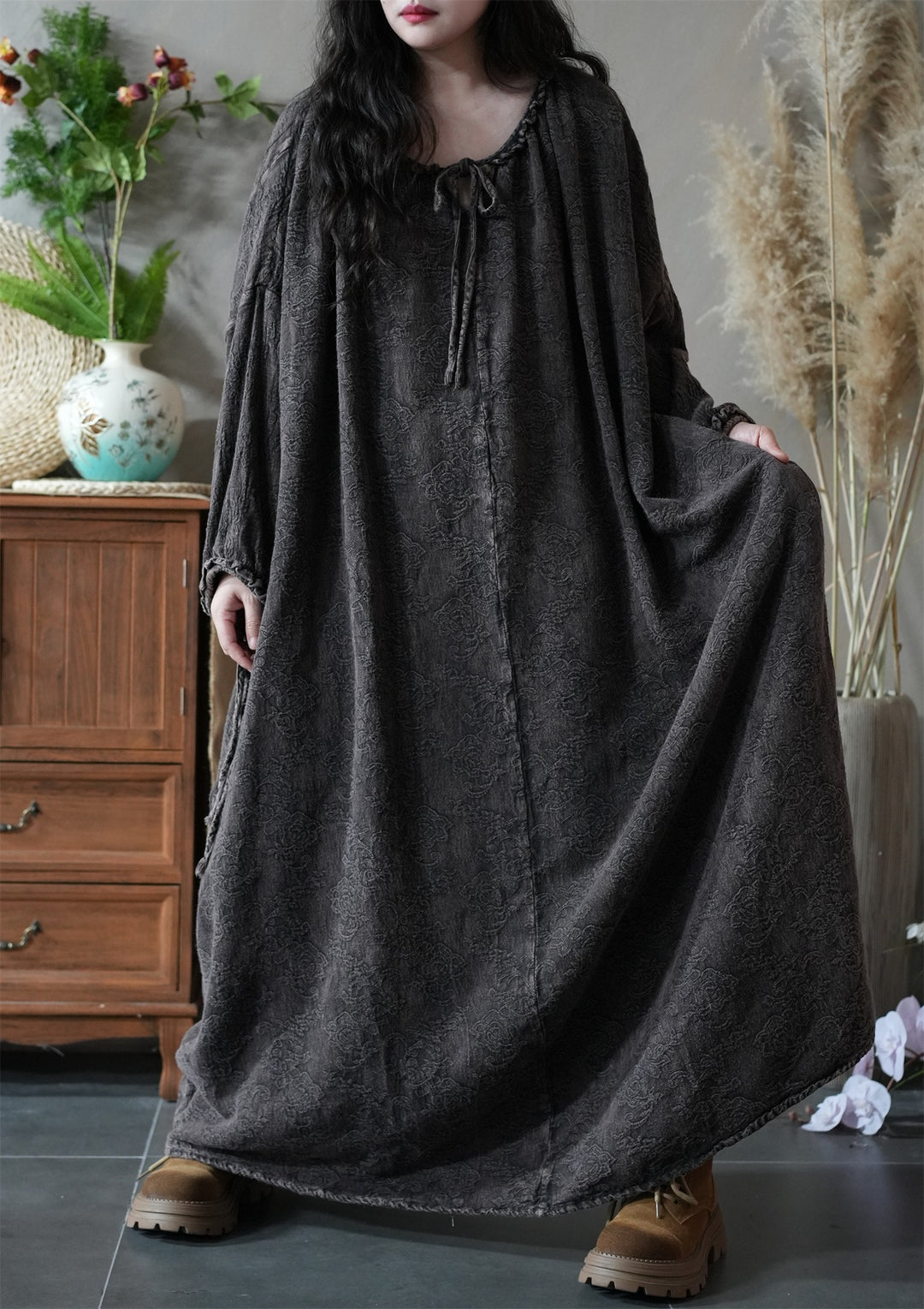 Autumn Women's Linen Oversized Maxi Dress