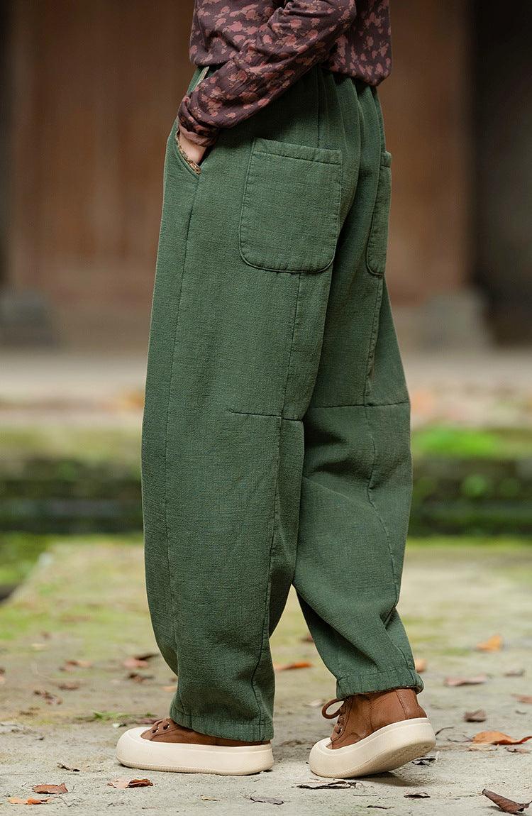 Retro Cozy Linen Loose Bloomers-Women's pants-Thebesttailor-Thebesttailor