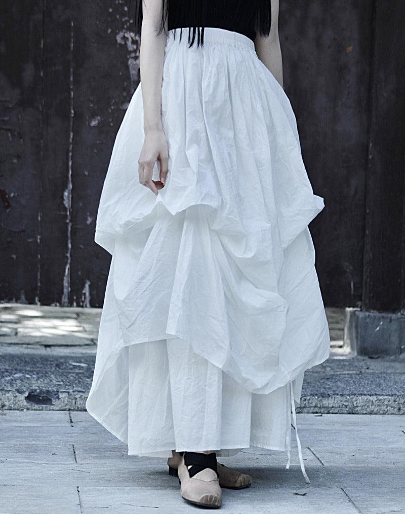 Women's Asymmetric Linen Gothic Maxi Skirt - Avantgarde A-line Long Party Skirt-Women's pants-Thebesttailor-Thebesttailor