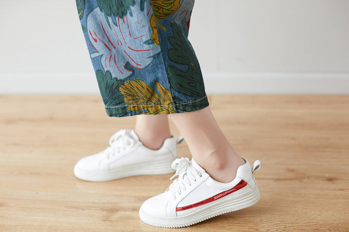 Summer Casual Print Cropped Overalls