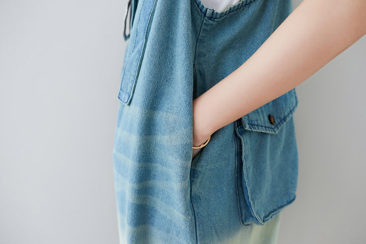 Summer Casual Blue Gradient Color Overalls for Women