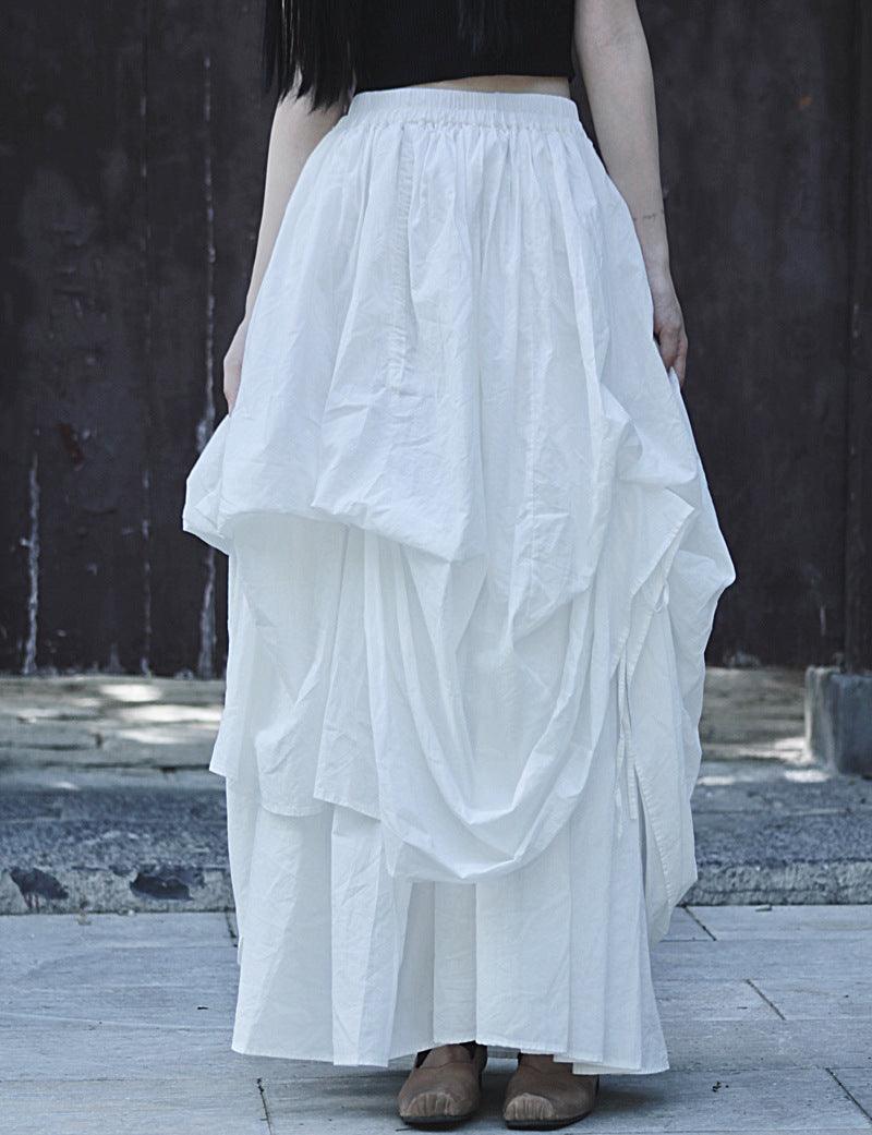 Women's Asymmetric Linen Gothic Maxi Skirt - Avantgarde A-line Long Party Skirt-Women's pants-Thebesttailor-Thebesttailor