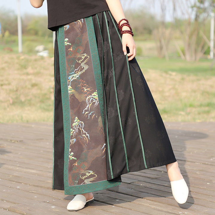 Chinese Style Horse Face Swing Skirt