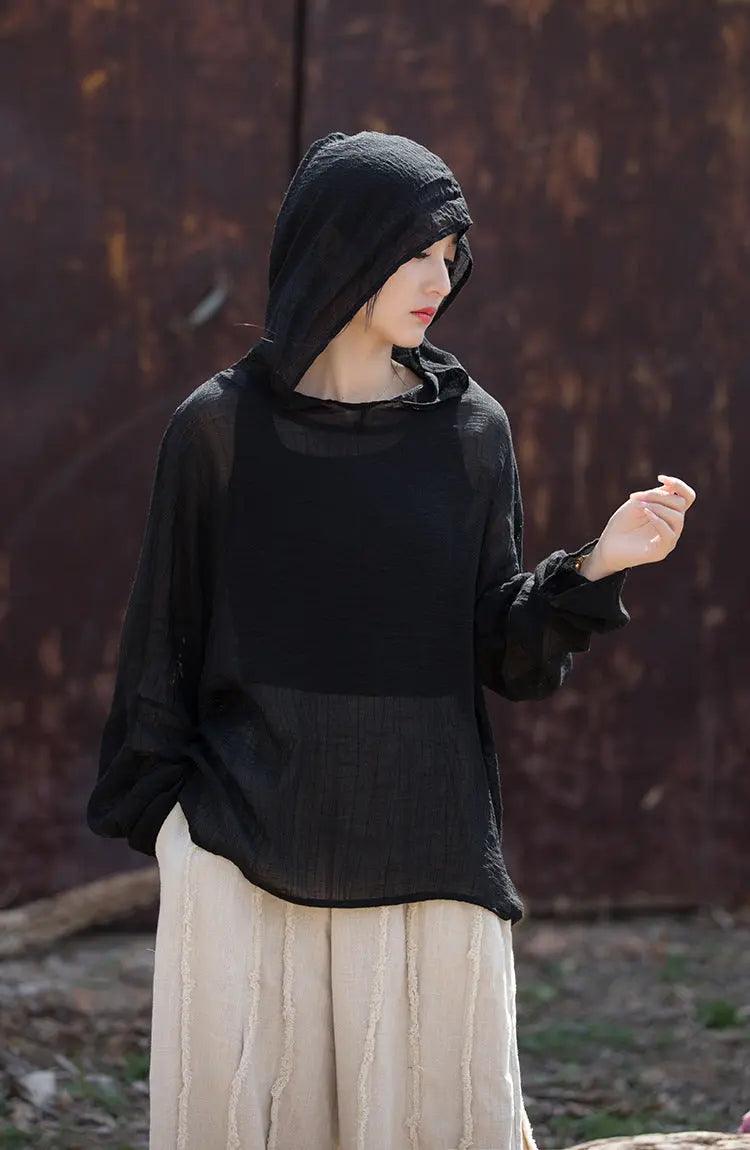 UV Protection Top Sun-Ready Tencel Hooded Tee for Women-Women's Shirt-Thebesttailor-Thebesttailor