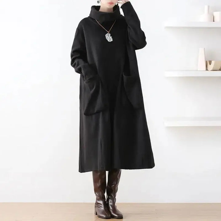 Black Cotton Long Sleeve Dresses