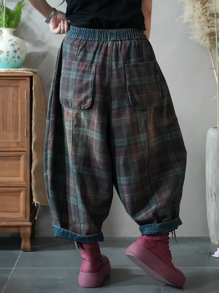 Autumn Plaid Harem Pants for Women