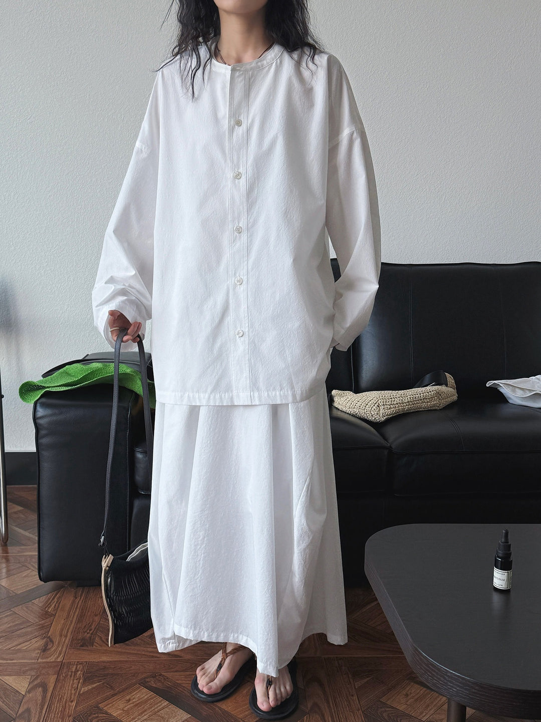 Parisian-style simple side-button shirt Women's