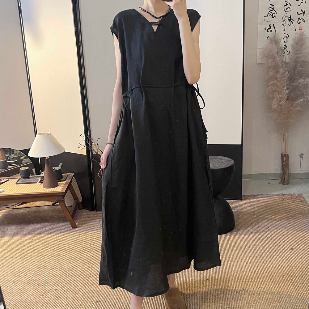 Casual Sleeveless Linen Long Dresses by Thebesttailor