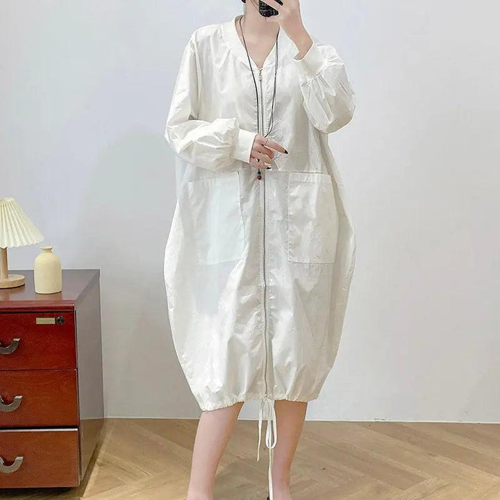 Women's white dress Long-Sleeved Shirt Dress for Women-Women's dress-Thebesttailor-Thebesttailor