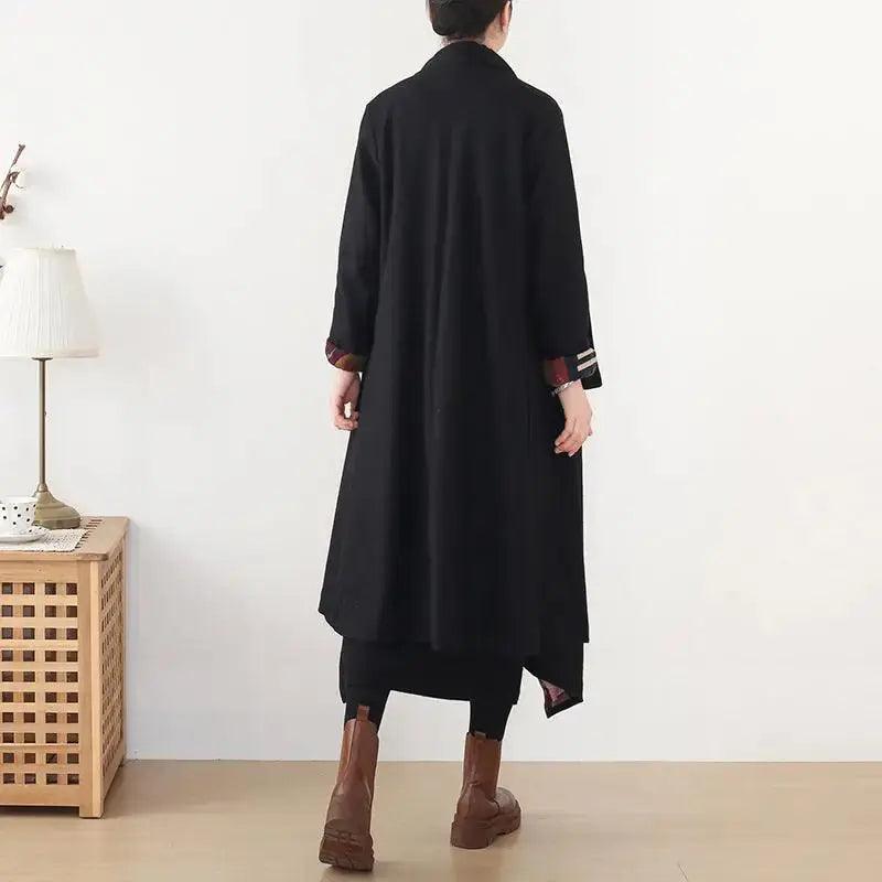 Black Winter Asymmetric Coat Women's Long Wool Coat-Women's coat-Thebesttailor-Thebesttailor