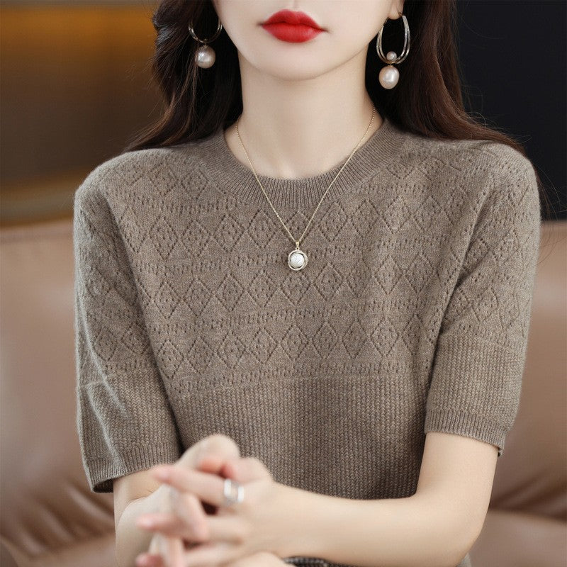 Women's Round Neck Short Sleeve Knit Top